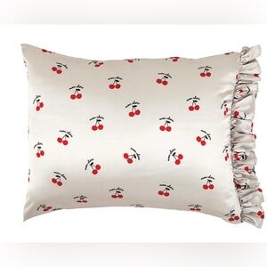 Bella ruffled satin pillowcase in ruffle bag-“mon chéri” cherry design-NIB